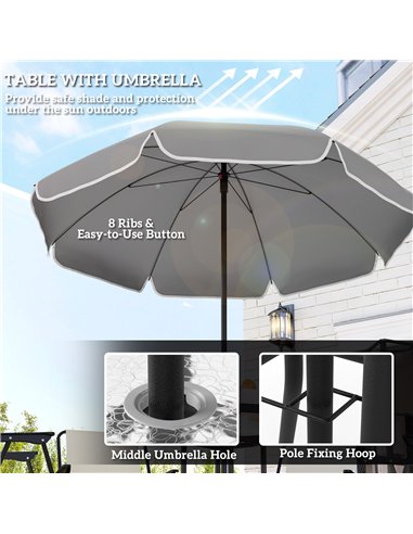 Outsunny 4 Seater Garden Furniture Set, 6 Pieces Garden Table and Chairs with Parasol, Outdoor Garden Dining Set with Folding Ch