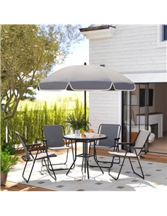 Outsunny 4 Seater Garden Furniture Set, 6 Pieces Garden Table and Chairs with Parasol, Outdoor Garden Dining Set with Folding Ch 2
