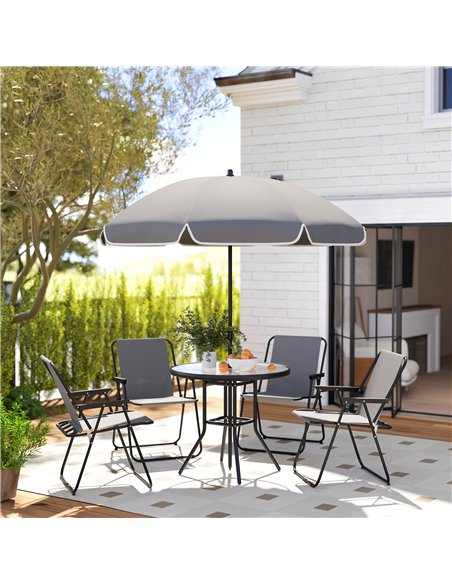 Outsunny 4 Seater Garden Furniture Set, 6 Pieces Garden Table and Chairs with Parasol, Outdoor Garden Dining Set with Folding Ch - pic 151199 | FastDaddyshop