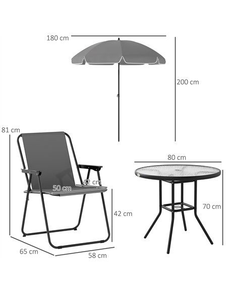 Outsunny 4 Seater Garden Furniture Set, 6 Pieces Garden Table and Chairs with Parasol, Outdoor Garden Dining Set with Folding Ch - pic 151200 | FastDaddyshop