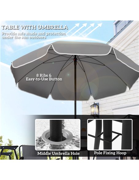 Outsunny 4 Seater Garden Furniture Set, 6 Pieces Garden Table and Chairs with Parasol, Outdoor Garden Dining Set with Folding Ch - pic 151201 | FastDaddyshop