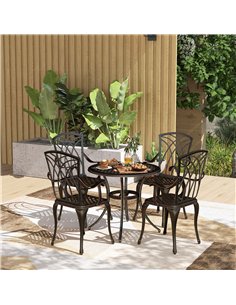 Outsunny 5 Pieces Garden Dining Set for 4, Cast Aluminium Outdoor Dining Set with 4 Armchairs and Round Dining Table with Paraso 2