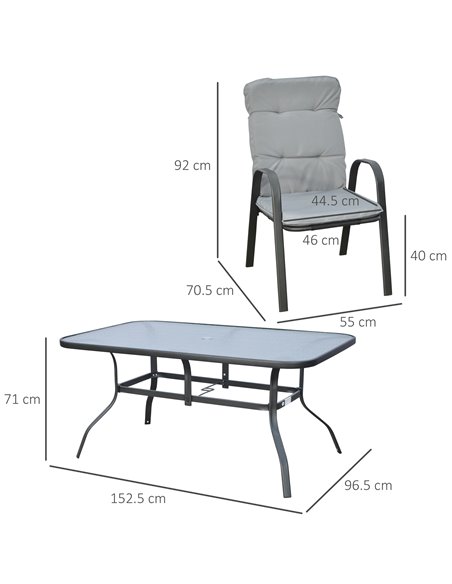 Outsunny 7 Pieces Garden Dining Set with Table and 6 Cushioned Armchairs, Black - pic 15121 | FastDaddyshop