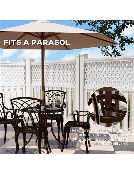 Outsunny 5 Pieces Garden Dining Set for 4, Cast Aluminium Outdoor Dining Set with 4 Armchairs and Round Dining Table with Paraso - pic 151211 | FastDaddyshop