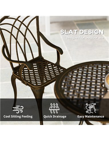 Outsunny 5 Pieces Garden Dining Set for 4, Cast Aluminium Outdoor Dining Set with 4 Armchairs and Round Dining Table with Paraso