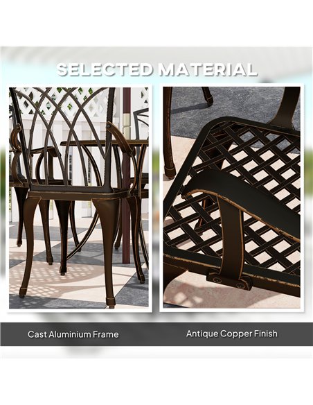 Outsunny 5 Pieces Garden Dining Set for 4, Cast Aluminium Outdoor Dining Set with 4 Armchairs and Round Dining Table with Paraso - pic 151213 | FastDaddyshop