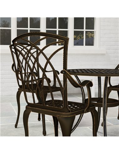 Outsunny 5 Pieces Garden Dining Set for 4, Cast Aluminium Outdoor Dining Set with 4 Armchairs and Round Dining Table with Paraso
