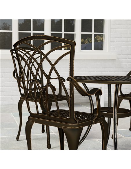 Outsunny 5 Pieces Garden Dining Set for 4, Cast Aluminium Outdoor Dining Set with 4 Armchairs and Round Dining Table with Paraso - pic 151215 | FastDaddyshop