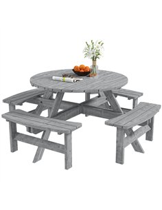 Outsunny 8-Seater Wooden Picnic Set-Fir Wood