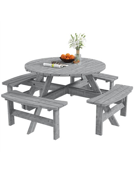 Outsunny 8-Seater Wooden Picnic Set-Fir Wood - pic 151216 | FastDaddyshop