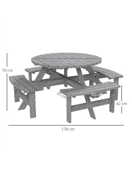 Outsunny 8-Seater Wooden Picnic Set-Fir Wood - pic 151218 | FastDaddyshop