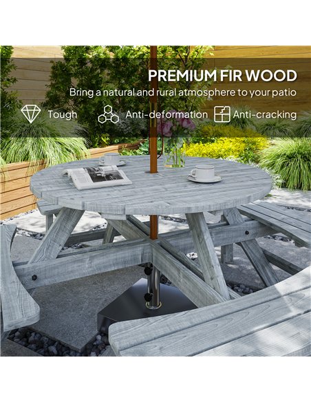 Outsunny 8-Seater Wooden Picnic Set-Fir Wood - pic 151220 | FastDaddyshop