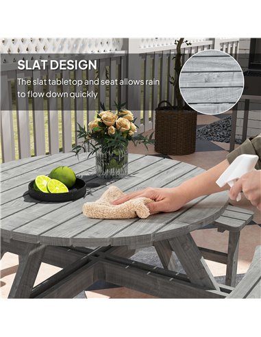 Outsunny 8-Seater Wooden Picnic Set-Fir Wood