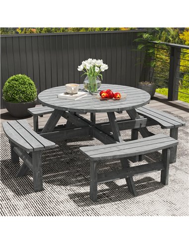 Outsunny 8-Seater Wooden Picnic Set-Fir Wood