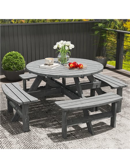 Outsunny 8-Seater Wooden Picnic Set-Fir Wood - pic 151223 | FastDaddyshop