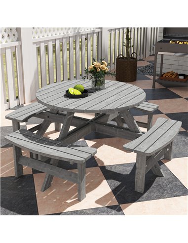 Outsunny 8-Seater Wooden Picnic Set-Fir Wood