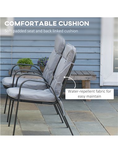 Outsunny 7 Pieces Garden Dining Set with Table and 6 Cushioned Armchairs, Black