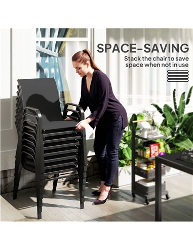 Outsunny 8 Seater Garden Dining Set with Stacking Chairs, Rectangular Tempered Glass Top, Garden Furniture Set, Outdoor Dining T