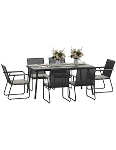 Outsunny 6 Seater Garden Dining Set with Soft Cushions, Rattan Backrest, Rectangular Plastic Top, Garden Furniture Set, Outdoor 