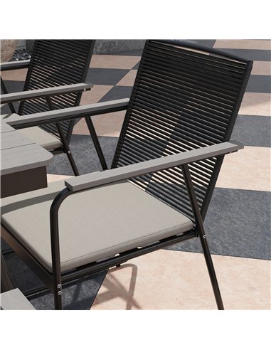 Outsunny 6 Seater Garden Dining Set with Soft Cushions, Rattan Backrest, Rectangular Plastic Top, Garden Furniture Set, Outdoor 