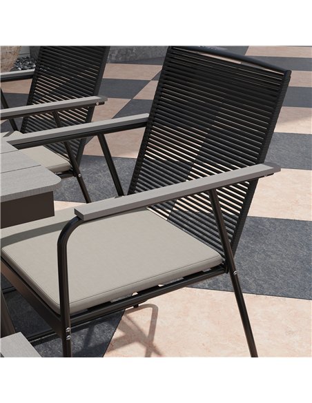 Outsunny 6 Seater Garden Dining Set with Soft Cushions, Rattan Backrest, Rectangular Plastic Top, Garden Furniture Set, Outdoor  - pic 151260 | FastDaddyshop