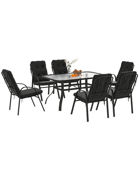 Outsunny Seven-Piece Garden Dining Set with Cushions - Black - pic 151261 | FastDaddyshop