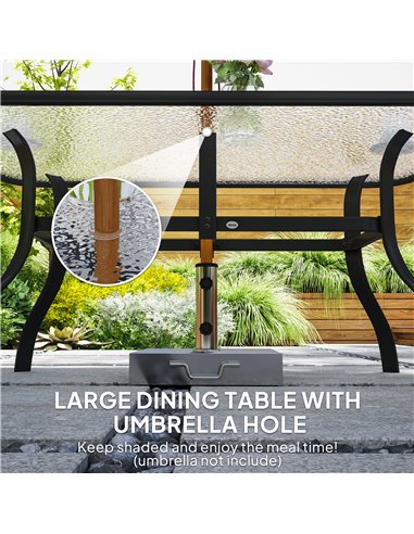 Outsunny Seven-Piece Garden Dining Set with Cushions - Black