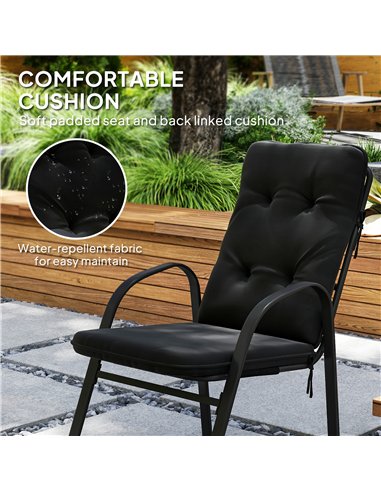 Outsunny Seven-Piece Garden Dining Set with Cushions - Black