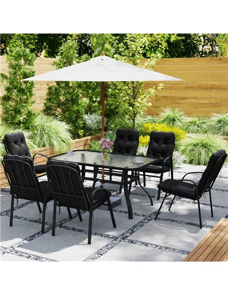 Outsunny Seven-Piece Garden Dining Set with Cushions - Black - pic 151267 | FastDaddyshop