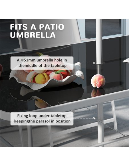 Outsunny Eight-Piece Garden Dining Set, with Chairs, Table and Parasol - Grey - pic 151286 | FastDaddyshop