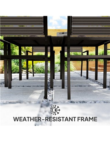 Outsunny 7 Piece Garden Furniture Set, 160 x 80 cm Rectangle Table and 6 Stackable Chairs Set, Outdoor Dining Set for Balcony, D