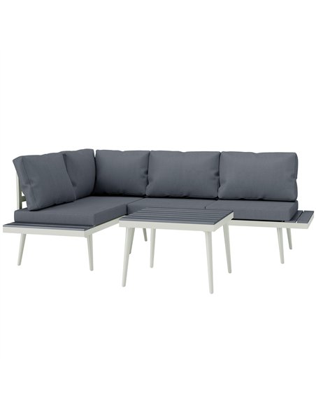 Outsunny 3 Piece Garden Furniture Set with 5-Level Adjustable Lounger, L Shaped Garden Corner Sofa with Cushions, Mesh Seat, Sla - pic 151315 | FastDaddyshop