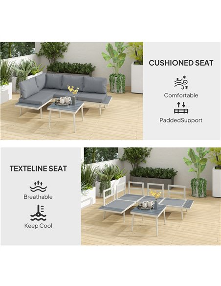 Outsunny 3 Piece Garden Furniture Set with 5-Level Adjustable Lounger, L Shaped Garden Corner Sofa with Cushions, Mesh Seat, Sla - pic 151320 | FastDaddyshop