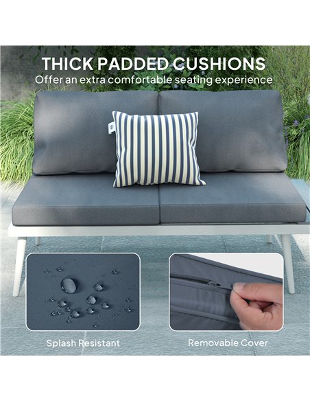 Outsunny 3 Piece Garden Furniture Set with 5-Level Adjustable Lounger, L Shaped Garden Corner Sofa with Cushions, Mesh Seat, Sla - pic 151321 | FastDaddyshop