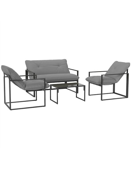 Outsunny Four-Piece Relaxed Back Garden Dining Set - Black/Light Grey - pic 151324 | FastDaddyshop