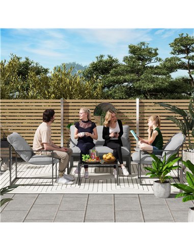 Outsunny Four-Piece Relaxed Back Garden Dining Set - Black/Light Grey