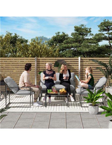 Outsunny Four-Piece Relaxed Back Garden Dining Set - Black/Light Grey - pic 151325 | FastDaddyshop