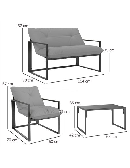 Outsunny Four-Piece Relaxed Back Garden Dining Set - Black/Light Grey - pic 151326 | FastDaddyshop