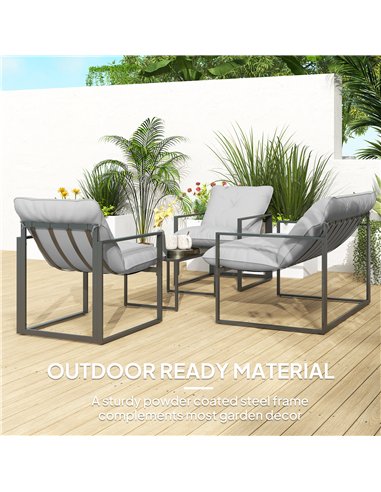 Outsunny Four-Piece Relaxed Back Garden Dining Set - Black/Light Grey