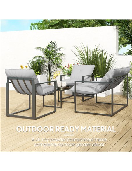 Outsunny Four-Piece Relaxed Back Garden Dining Set - Black/Light Grey - pic 151329 | FastDaddyshop