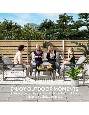 Outsunny Four-Piece Relaxed Back Garden Dining Set - Black/Light Grey