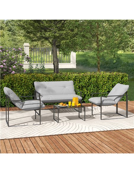 Outsunny Four-Piece Relaxed Back Garden Dining Set - Black/Light Grey - pic 151332 | FastDaddyshop