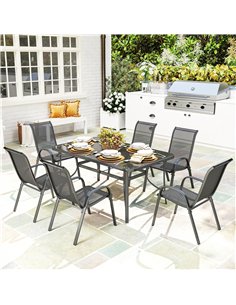 Outsunny Seven-Piece Outdoor Dining Set - Charcoal Grey 2