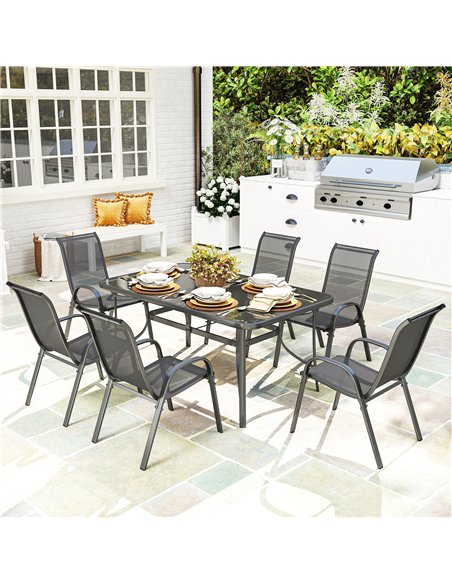 Outsunny Seven-Piece Outdoor Dining Set - Charcoal Grey - pic 151343 | FastDaddyshop