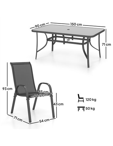 Outsunny Seven-Piece Outdoor Dining Set - Charcoal Grey