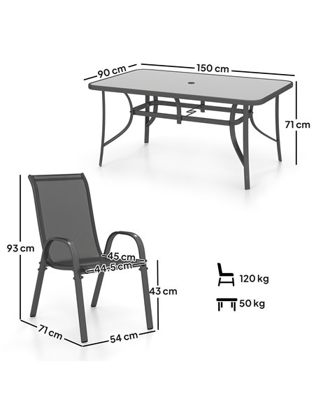 Outsunny Seven-Piece Outdoor Dining Set - Charcoal Grey - pic 151344 | FastDaddyshop