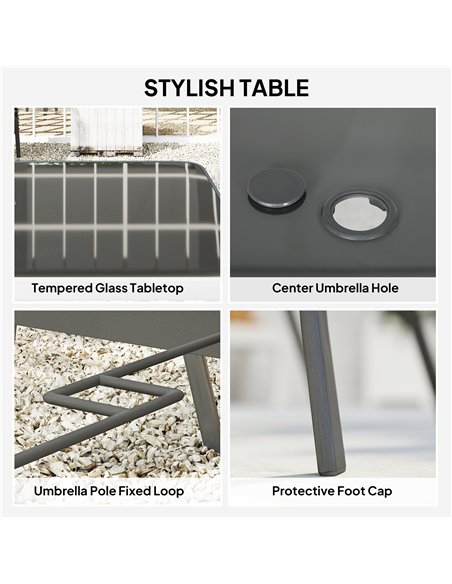 Outsunny Seven-Piece Outdoor Dining Set - Charcoal Grey - pic 151345 | FastDaddyshop