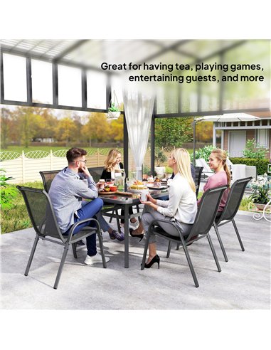 Outsunny Seven-Piece Outdoor Dining Set - Charcoal Grey