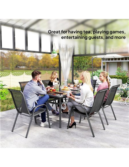 Outsunny Seven-Piece Outdoor Dining Set - Charcoal Grey - pic 151348 | FastDaddyshop