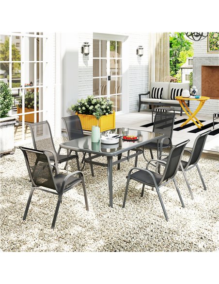 Outsunny Seven-Piece Outdoor Dining Set - Charcoal Grey - pic 151350 | FastDaddyshop